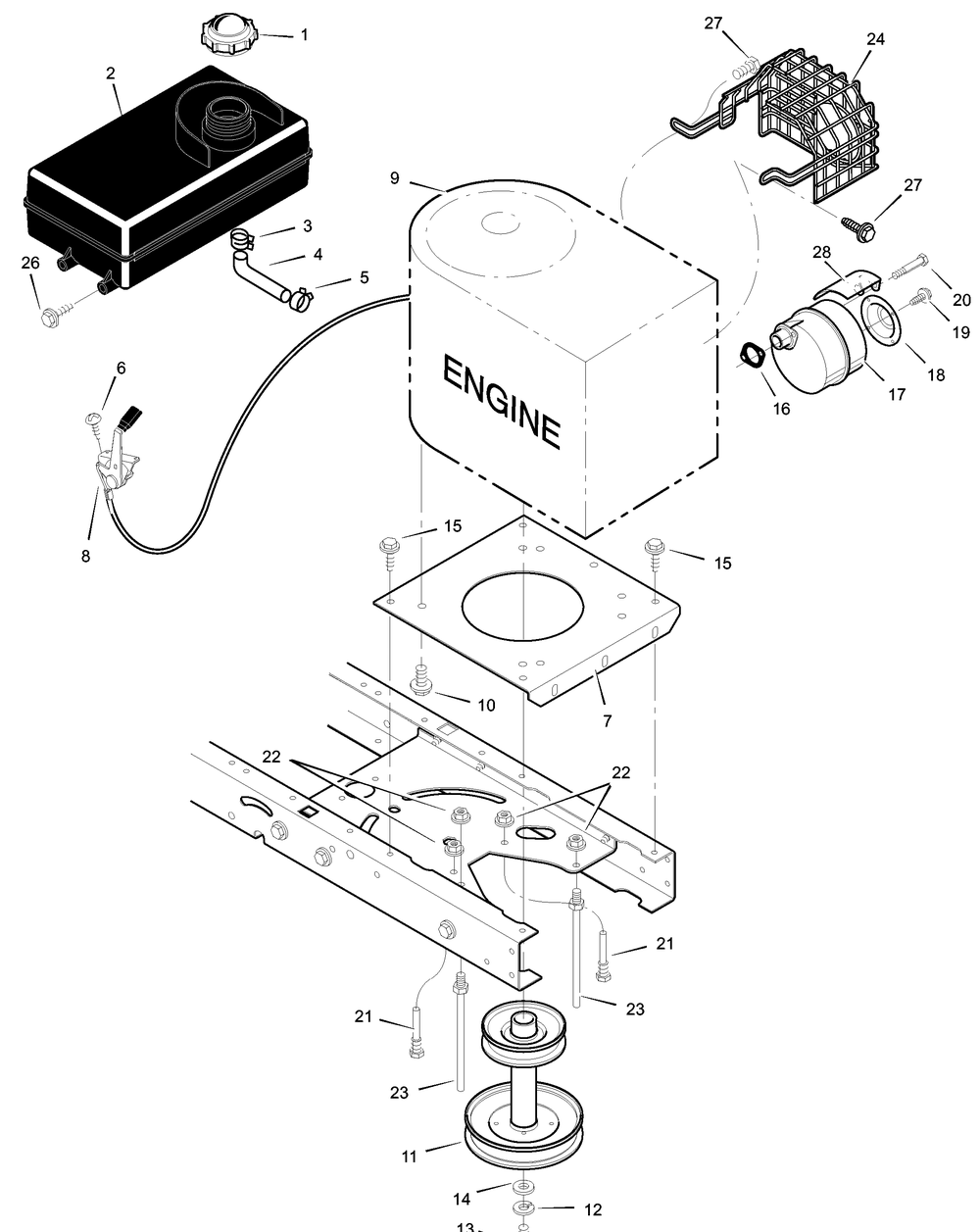Engine Mount Diagram and Parts List for 385012X68B 2003 Briggs and Stratton Lawn Tractor